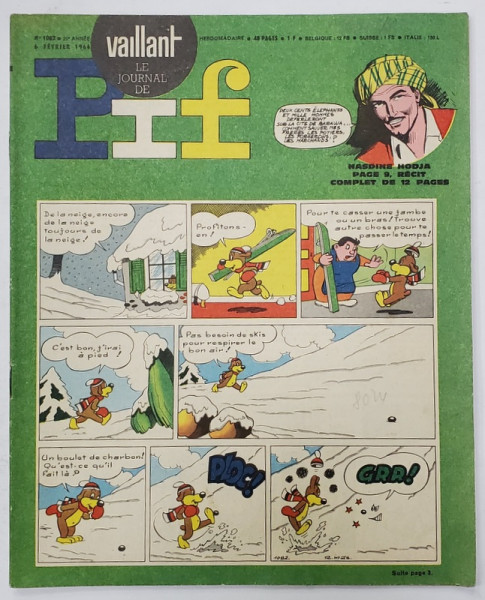 PIF , VAILLANT , REVISTA CU BENZI DESENATE , TEXT IN LIMBA FRANCEZA , No. 1082 , 1966