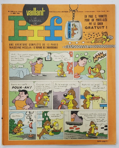 PIF , VAILLANT , REVISTA CU BENZI DESENATE , TEXT IN LIMBA FRANCEZA , No. 1099 , 1966
