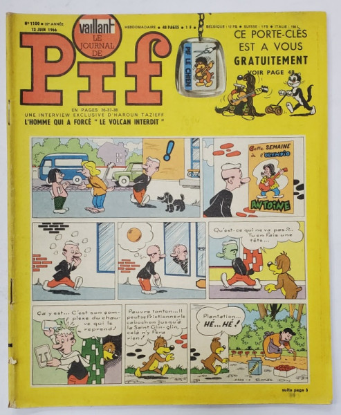 PIF , VAILLANT , REVISTA CU BENZI DESENATE , TEXT IN LIMBA FRANCEZA , No. 1100 , 1966