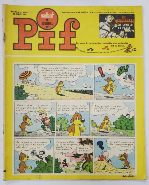 PIF , VAILLANT , REVISTA CU BENZI DESENATE , TEXT IN LIMBA FRANCEZA , No. 1106 , 1966