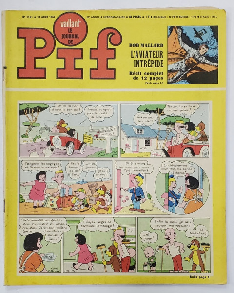 PIF , VAILLANT , REVISTA CU BENZI DESENATE , TEXT IN LIMBA FRANCEZA , No. 1161 , 1967