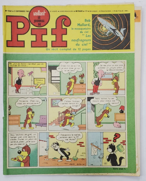 PIF , VAILLANT , REVISTA CU BENZI DESENATE , TEXT IN LIMBA FRANCEZA , No. 1164 , 1967