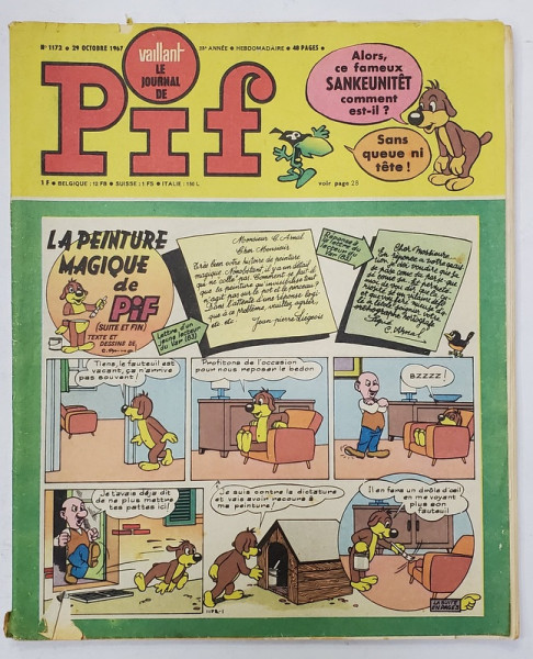 PIF , VAILLANT , REVISTA CU BENZI DESENATE , TEXT IN LIMBA FRANCEZA , No. 1172 , 1967