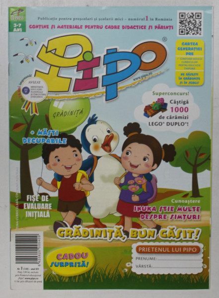 PIPO , PUBLICATIE PENTRU PRESCOLARI SI SCOLARII MICI , 3-7 ANI , NR. 1 , ANUL XIV , 2016