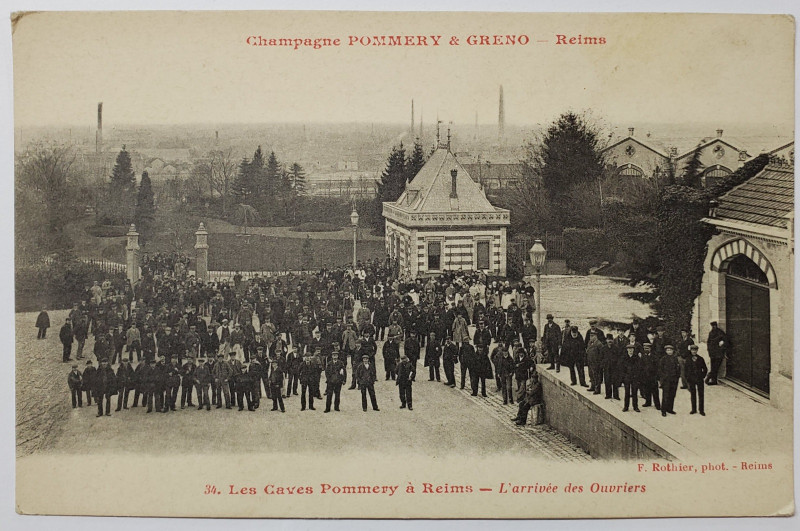 PIVINITELE POMMERY IN  REIMS , FRANTA , SOSIREA MUNCITORILOR , CARTE POSTALA ILUSTRATA , INCEPUTUL SEC . XX