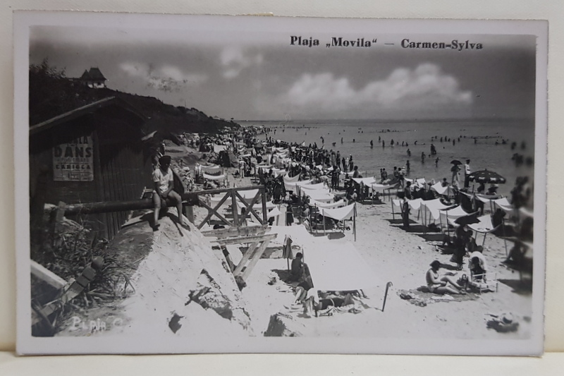 PLAJA MOVILA , CARMEN SYLVA , FOTOGRAFIE TIP CARTE POSTALA , CIRCULATA , 1937