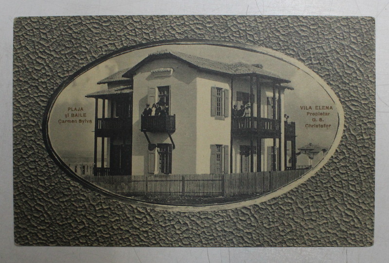 PLAJA SI BAILE CARMEN SYLVA - VILA ELENA , PROPRIETAR G.S. CHRISTOFOR , CARTE POSTALA ILUSTRATA , MONOCROMA, NECIRCULATA , PERIOADA INTERBELICA