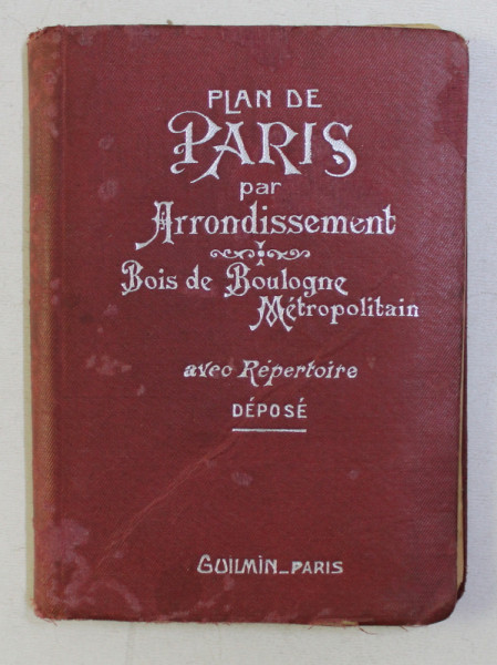 PLAN DE PARIS PAR ARRONDISSEMENT , BOIS DE BOULOGNE METROPOLITAIN AVEC REPERTOIRE DEPOSE , 1924