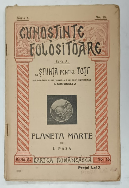 PLANETA MARTE de I. PASA , EDITIE INTERBELICA