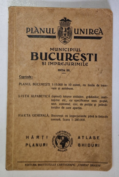 PLANUL UNIREA - MUNICIPIUL BUCURESTI SI IMPREJURIMILE , 1940