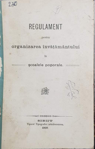 Planuri de invatamant, Coligat de 5 tiluri - Sibiu, 1909