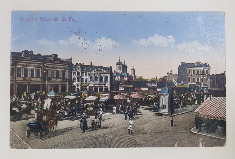 PLOIESTI , VEDERE DIN CENTRU , CARTE POSTALA ILUSTRATA , 1921