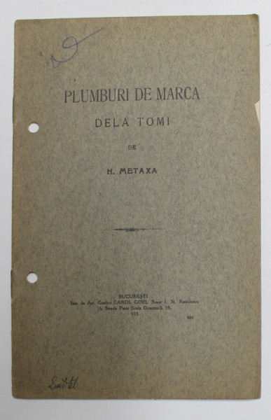 PLUMBURI DE MARCA DELA TOMI de H. METAXA , 1915