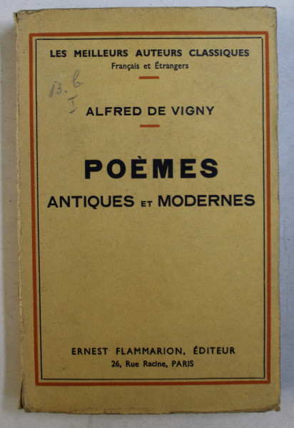 POEMES ANTIQUES ET MODERNES par ALFRED DE VIGNY