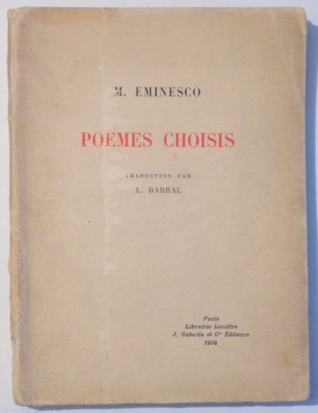 POEMES CHOISIS par M. EMINESCO , 1934