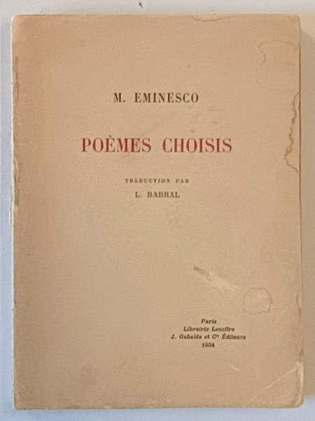 POEMES CHOISIS par M. EMINESCO , 1934