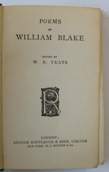 POEMS OF WILLIAM BLAKE , EDITIE INTERBELLICA