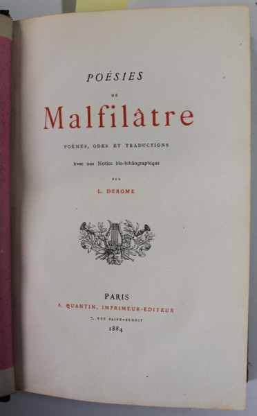 POESIES de MALFILATRE , 1884