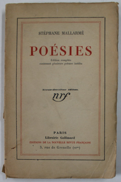 POESIES par STEPHANE MALLARME , 1926