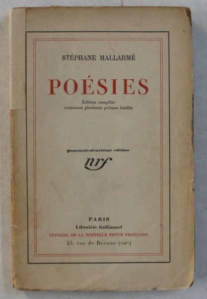 POESIES par STEPHANE MALLARME , 1931