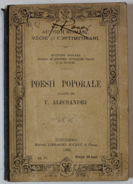 POESII POPORALE , culese de V. ALECSANDRI , 1895