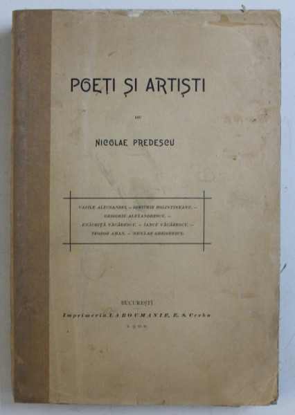 POETI SI ARTISTI de NICOLAE PREDESCU , 1900