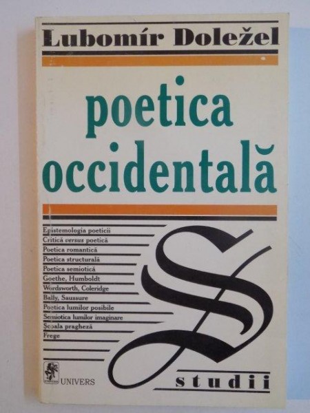 POETICA OCCIDENTALA , TRADITIE SI PROGRES de LUBOMIR DOLEZEL , 1998