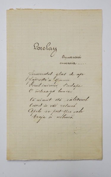 POEZIA ' LORELEY '  IN MANUSCRIS ,  SEMNATA DE VIRGIL COSTOPOL SI DATATA 22 DECEMBRIE 1915