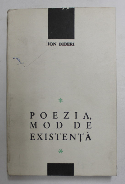 POEZIA , MOD DE EXISTENTA de ION BIBERI , 1968