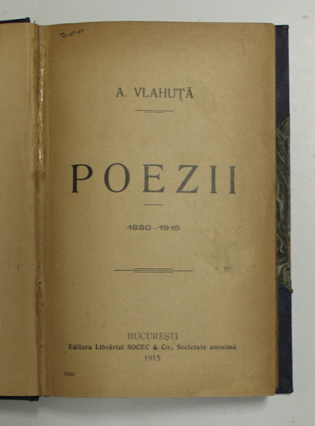 POEZII - 1880-1915 de A. VLAHUTA, 1915