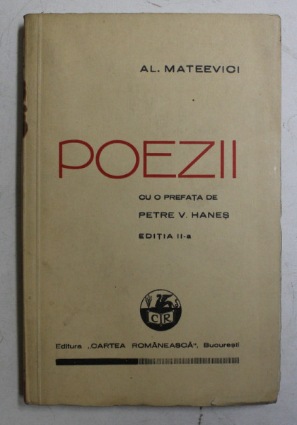 POEZII de AL. MATEEVICI , EDITIA II -A , 1936
