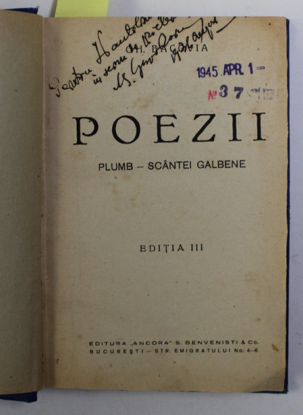 POEZII de GEORGE BACOVIA / DARURILE PAMANTULUI de NICHIFOR CRAINIC , COLIGAT DE DOUA VOLUME , EDITII INTERBELICE