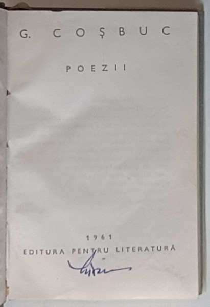 POEZII de GEORGE COSBUC , 1961 *FORMAT REDUS