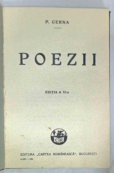 POEZII de P. CERNA , 1930