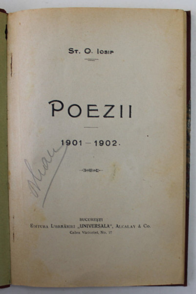 POEZII de ST. O. IOSIF , 1901-1902, EDITIE DE INCEPUT DE SECOL XX