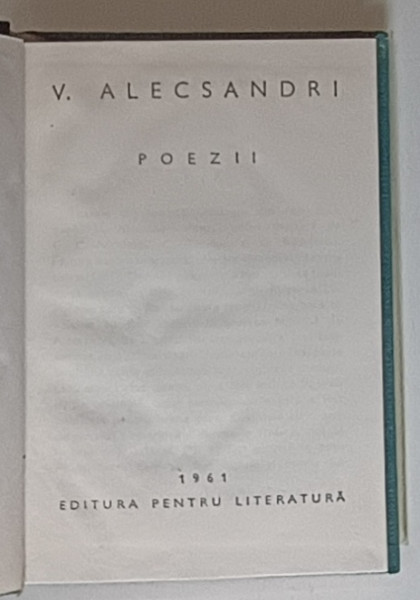 POEZII de VASILE ALECSANDRI , 1961 *FORMAT REDUS