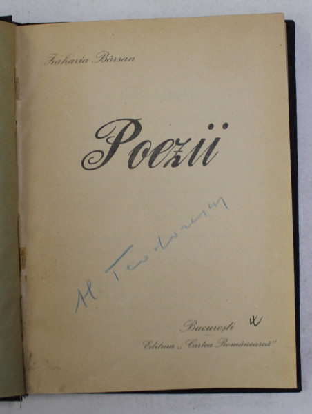 POEZII de ZAHARIA BARSAN , EDITIE INETRBELICA