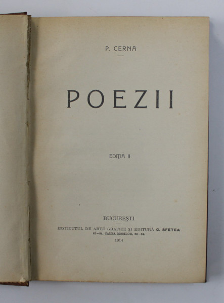 POEZII , EDITIA II de P. CERNA , 1914