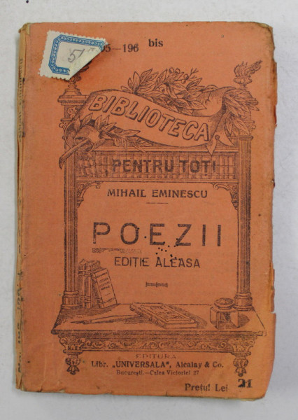 POEZII , EDITIE ALEASA de MIHAIL EMINESCU *BIBLIOTECA PENTRU TOTI