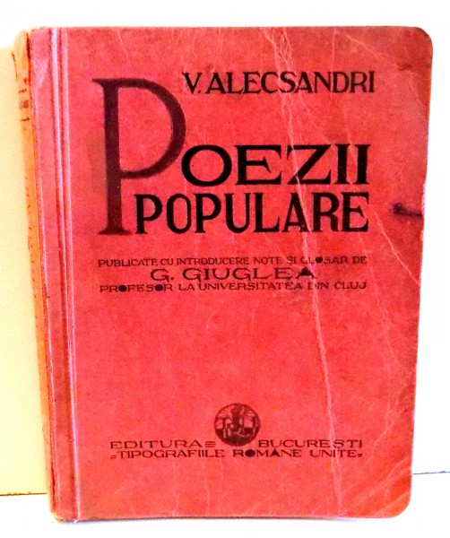 POEZII POPULARE de V. ALECSANDRI , 1933