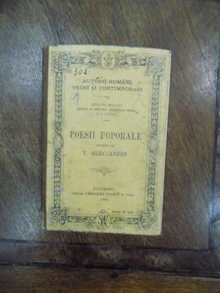 Poezii populare, V. Alecsandri, Bucuresti 1894