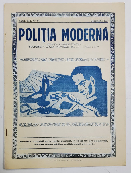 POLITIA MODERNA , REVISTA LUNARA DE SPECIALITATE , LITERATURA SI STIINTA , ANUL VIII   , NR. 94 , DECEMBRIE , 1933