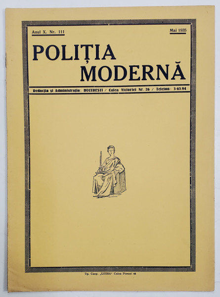 POLITIA MODERNA , REVISTA LUNARA DE SPECIALITATE , LITERATURA SI STIINTA , ANUL X , NR.111 , MAI , 1935