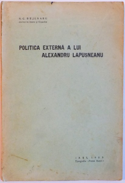 POLITICA EXTERNA A LUI ALEXANDRU LAPUSNEANU , 1935