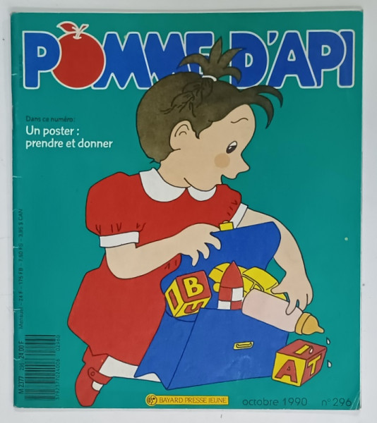 POMME D 'API , REVISTA PENTRU COPII CU TEXT IN LIMBA FRANCEZA , No. 296 , 1990