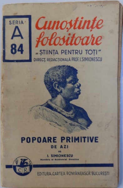 POPOARE PRIMITIVE DE AZI de I. SIMIONESCU , 1940