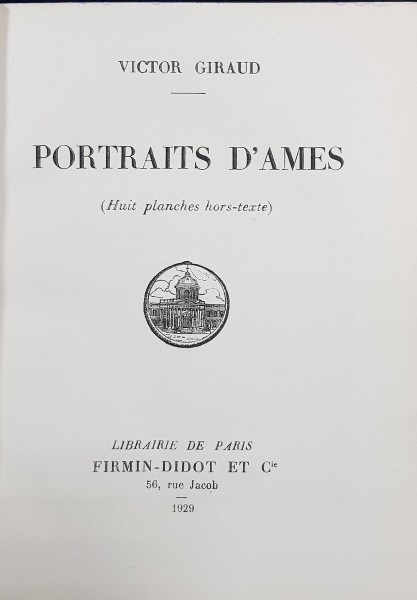 PORTRAITS D'AMES par VICTOR GIRAUD - PARIS, 1929