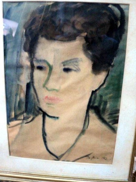 PORTRET FEMEIE, ACUARELA- O. PASTINA 1962