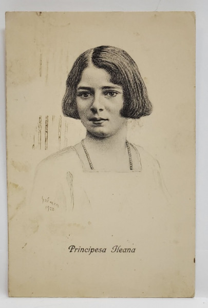 PORTRETUL PRINCIPESEI  ILEANA A ROMANIEI  ,  DESEN REPRODUS , CARTE POSTALA , 1925