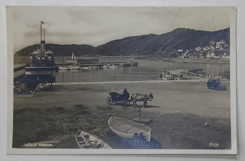 PORTUL MOLL DIN SUEDIA , FOTOGRAFIE FORMAT CARTE POSTALA , INTERBELICA
